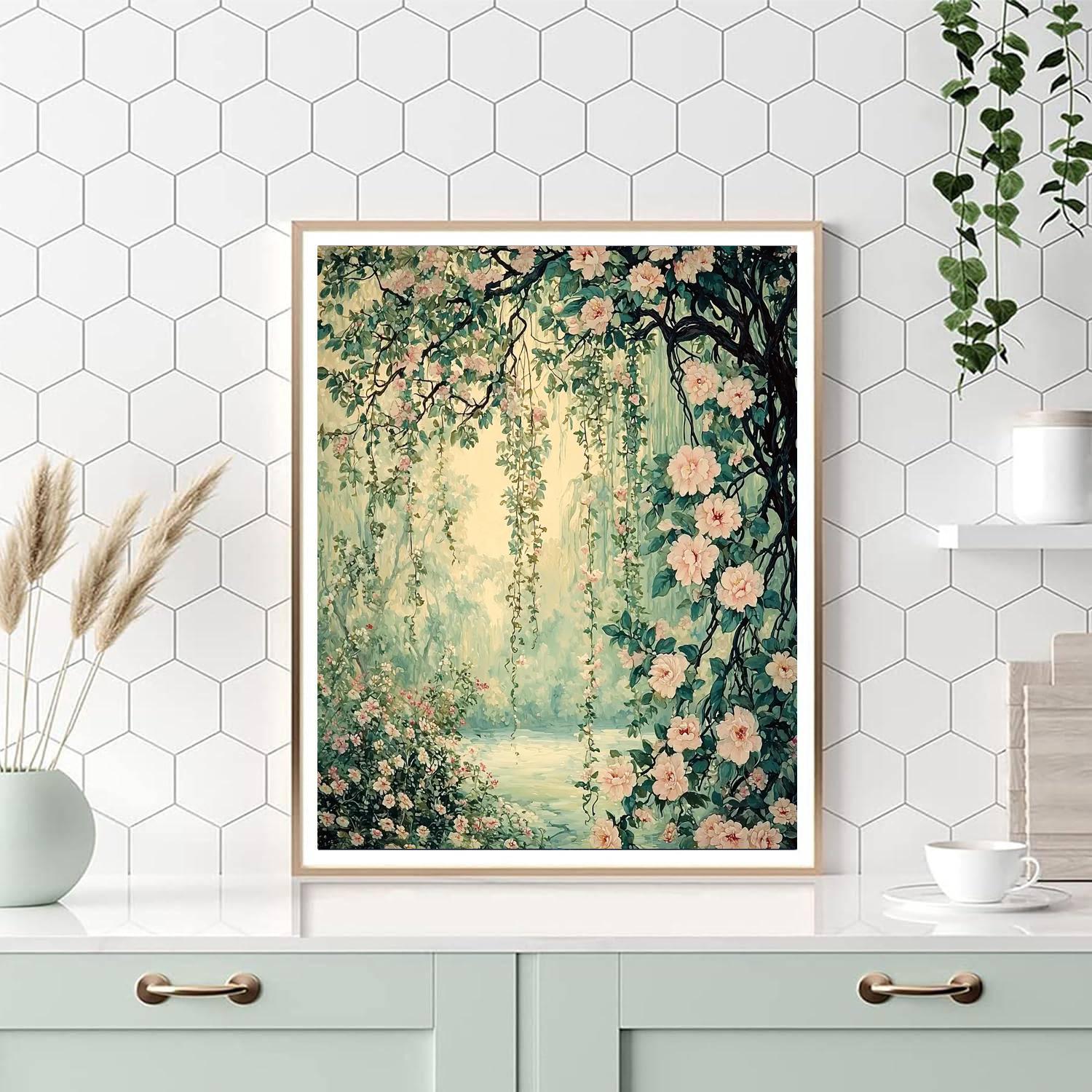 Alphonse Mucha Inspired Eternal Floral Harmony  Painting Number Kit