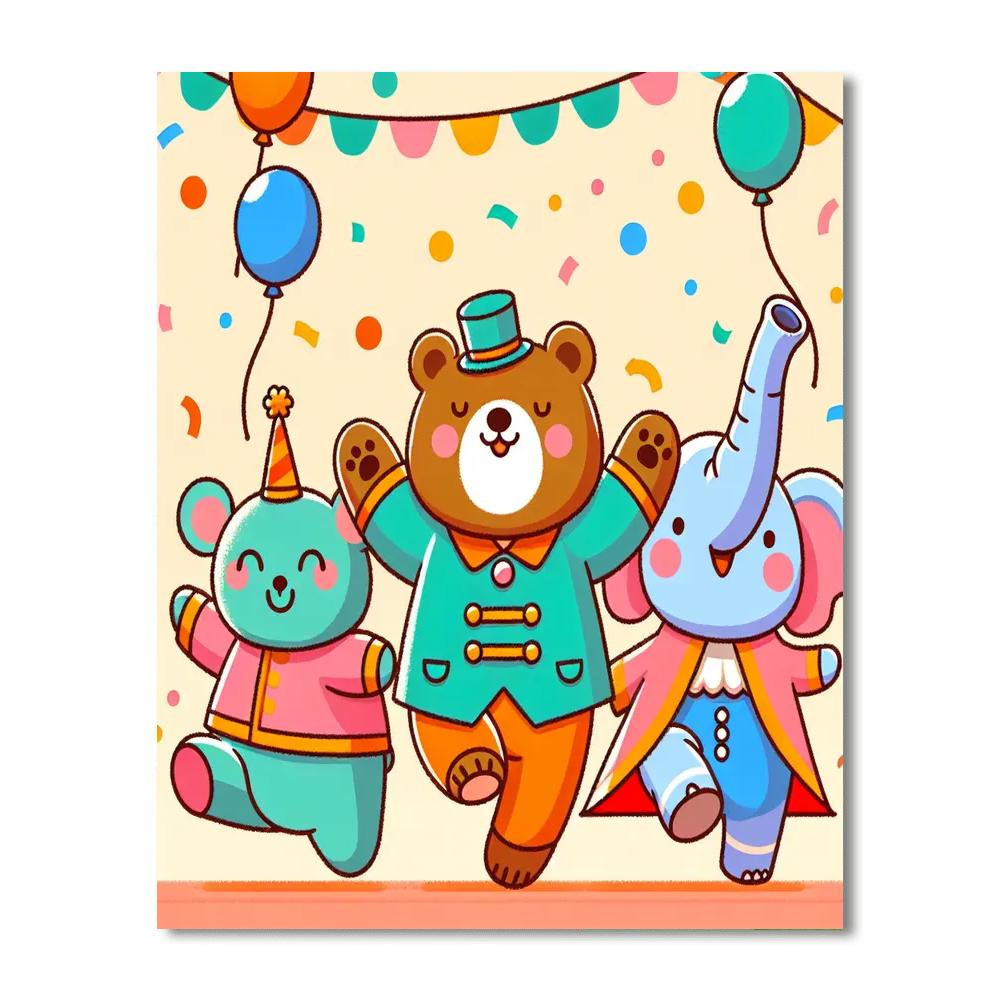 Funny Animal Parade Painting Number Kit