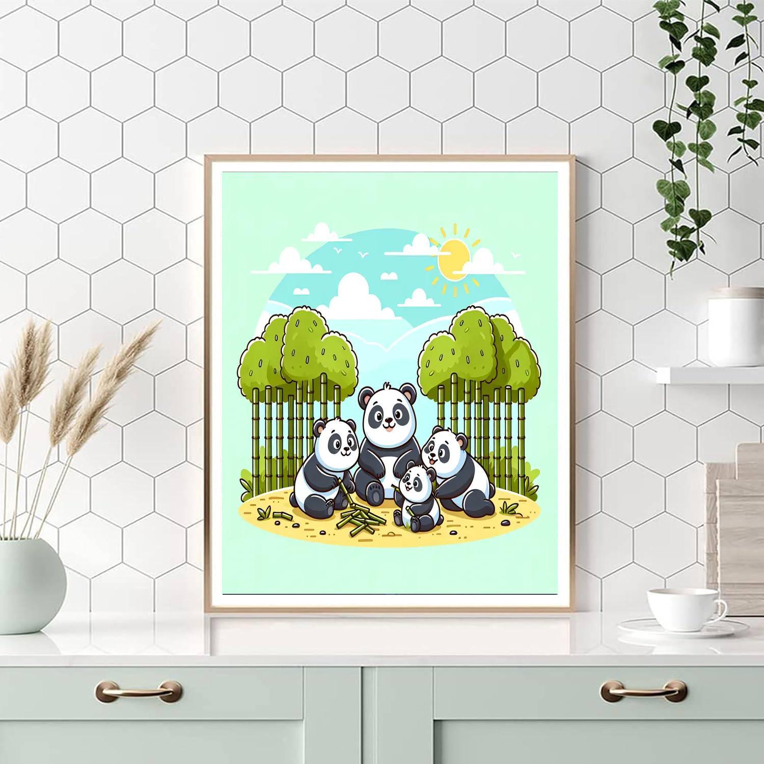 Friendly Panda Family Paint By Numbers Art