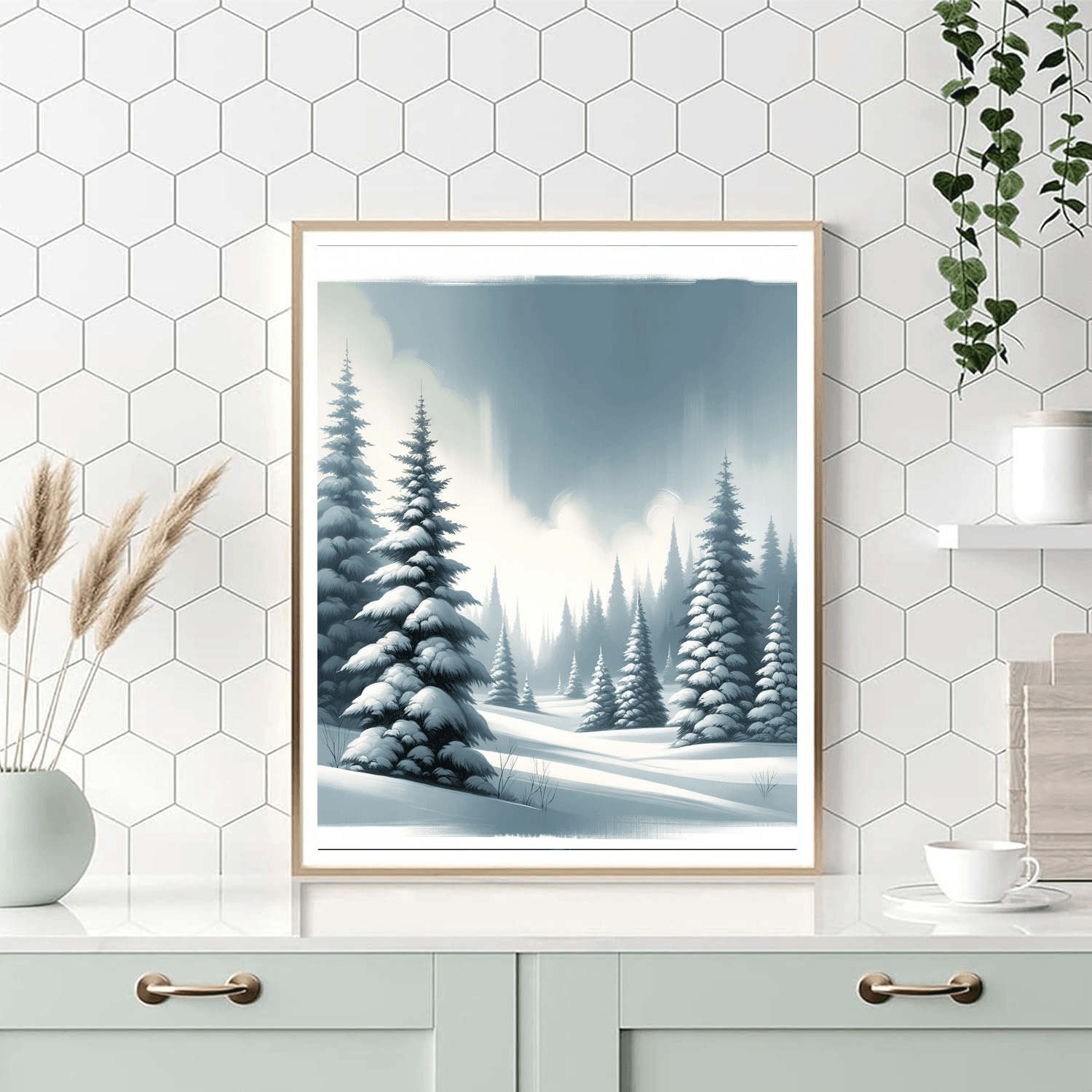 Winter's Whispering Pines Number Painting