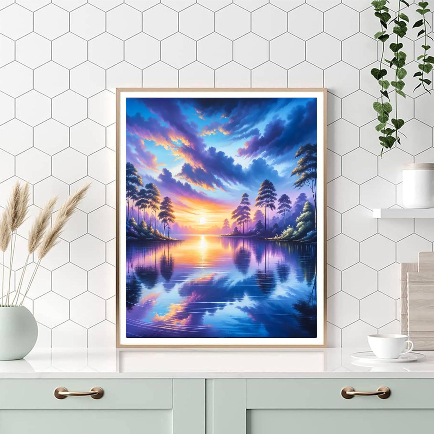 Tranquil Lakeside Reflection Paint By Numbers