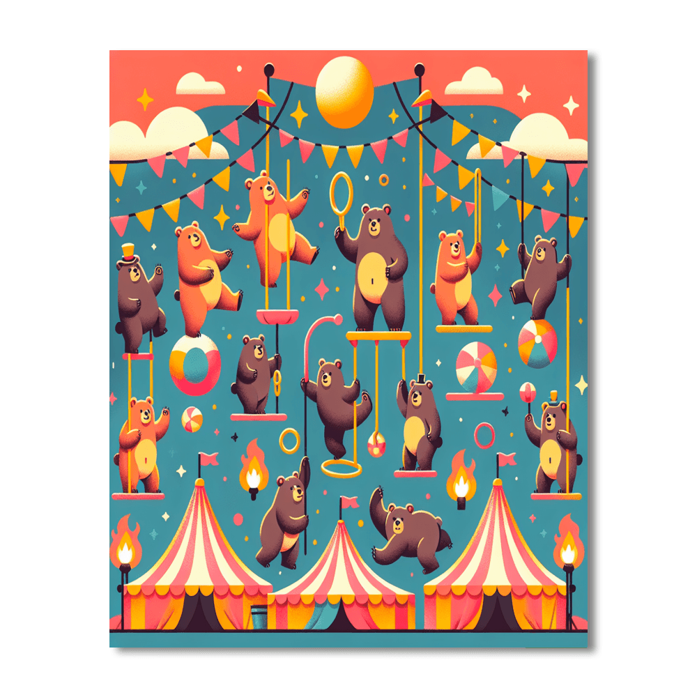 Circus Spectacular With Acrobatic Bears Paint By Number