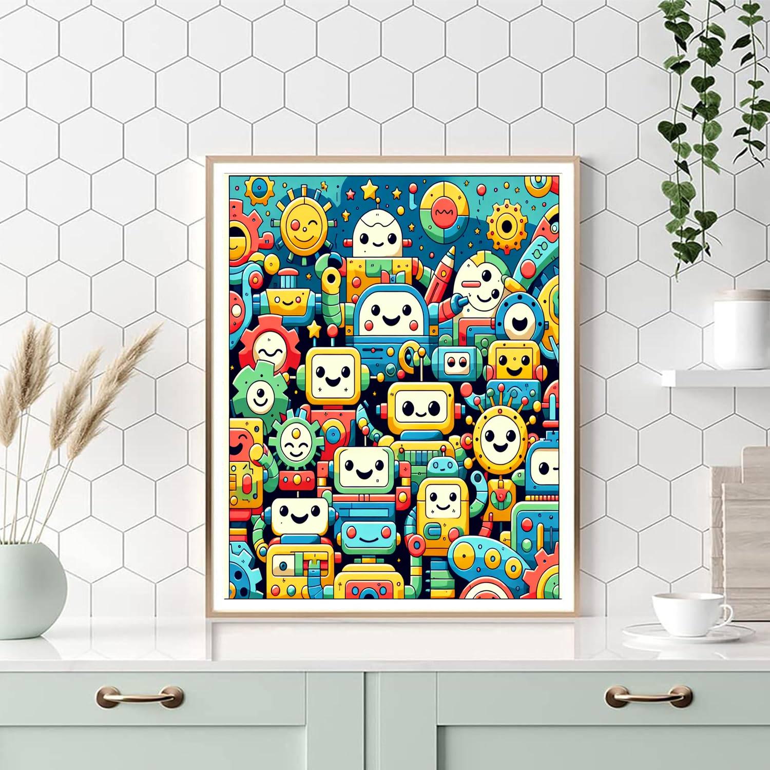 Cutesy Robot Friends Paint By Numbers Kits
