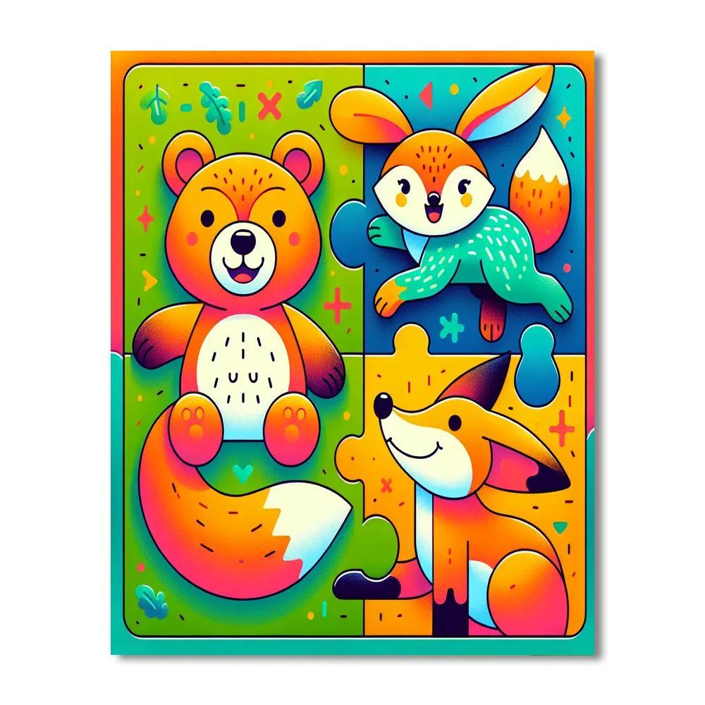 Playful Puzzles With Animals Paint By Color