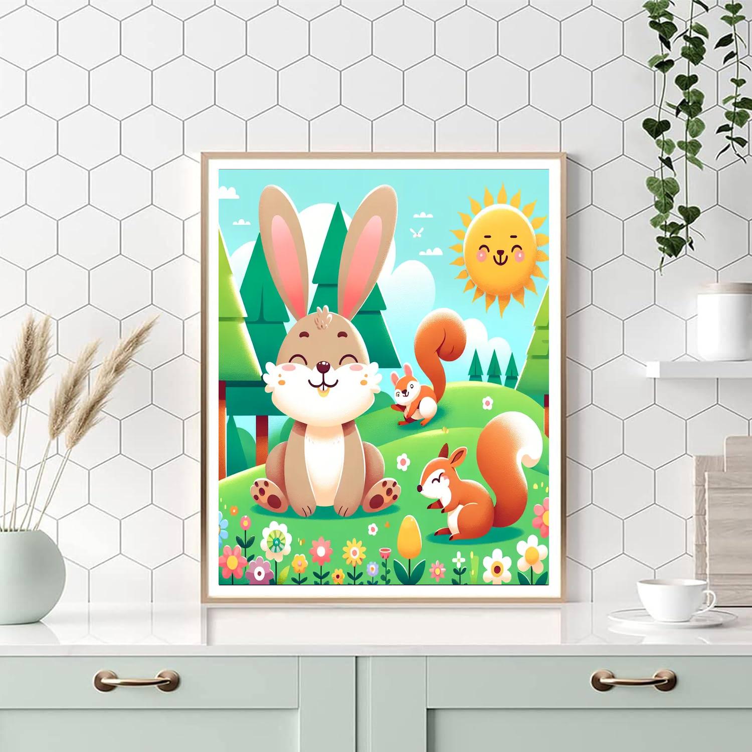 Bubbly Forest Friends Painting Number Kit