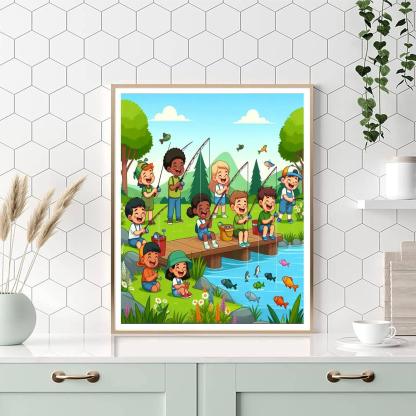 Fun Fishing Adventure DIY Paint By Numbers