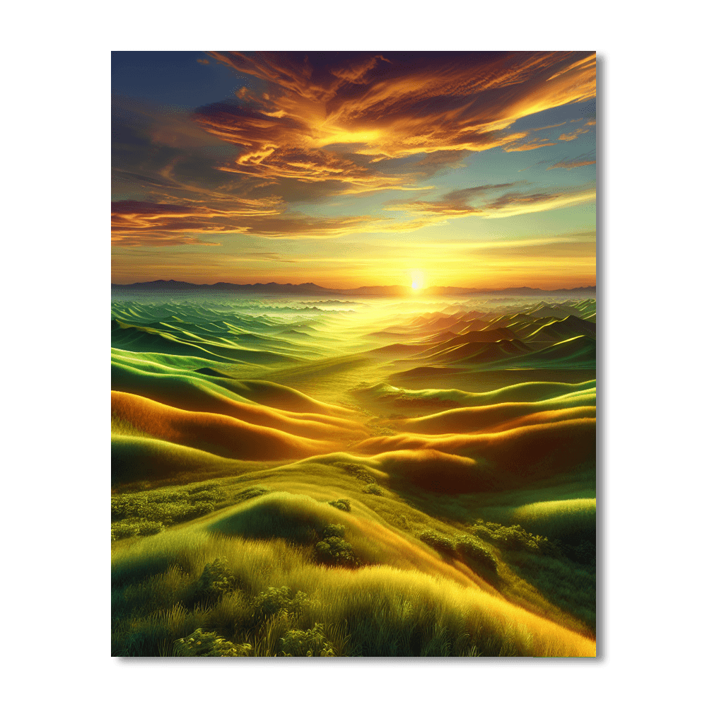 Majestic Sunrise Over Hills Paint By Numbers Kits