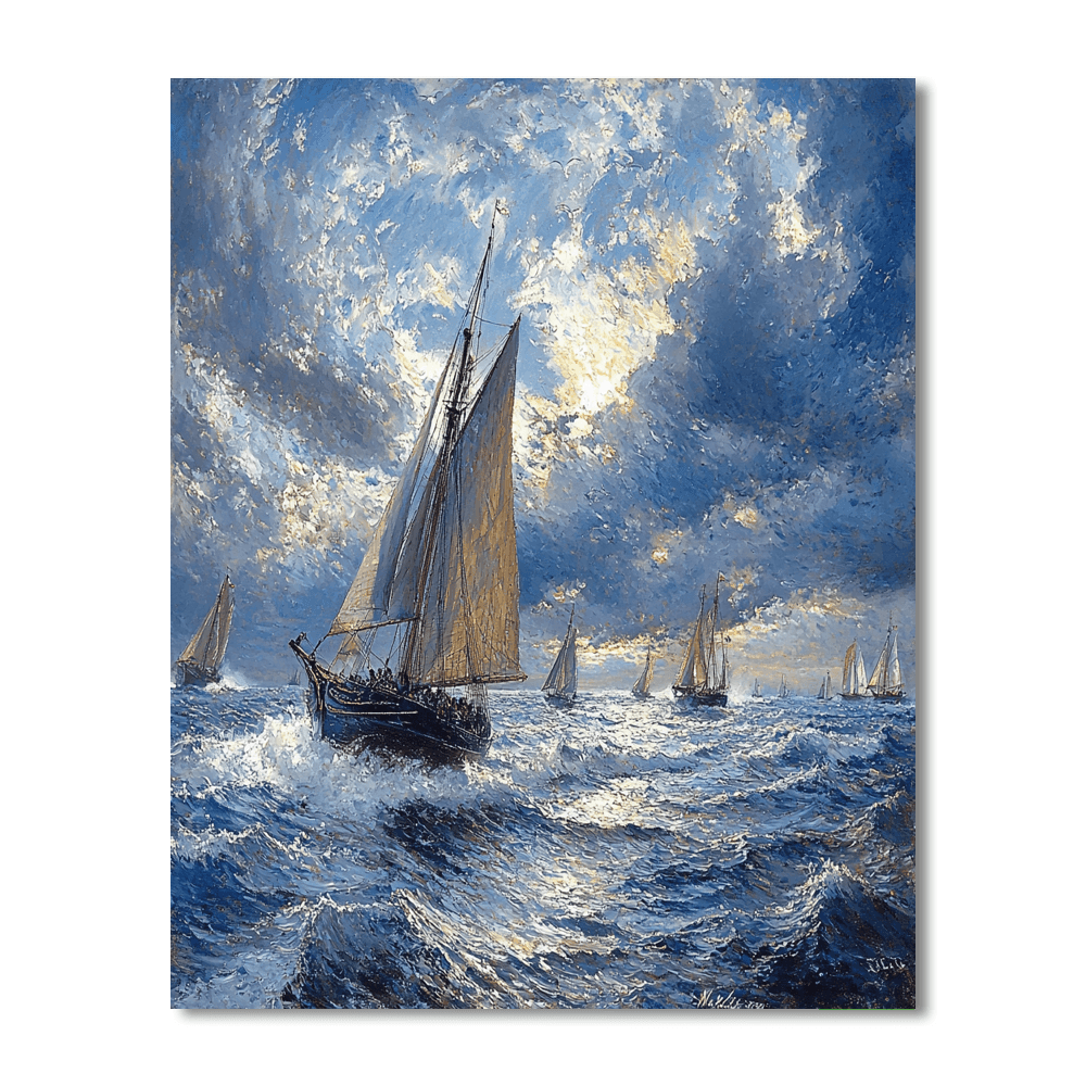 Turner Inspired Sailing Through Time  Paint By Numbers Art