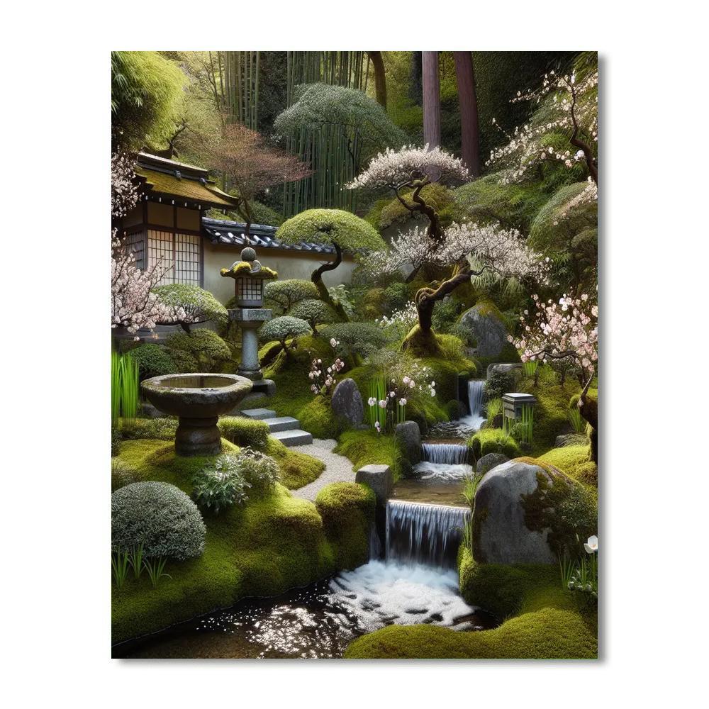 Elegant Japanese Tea Garden Paint By Numbers Art