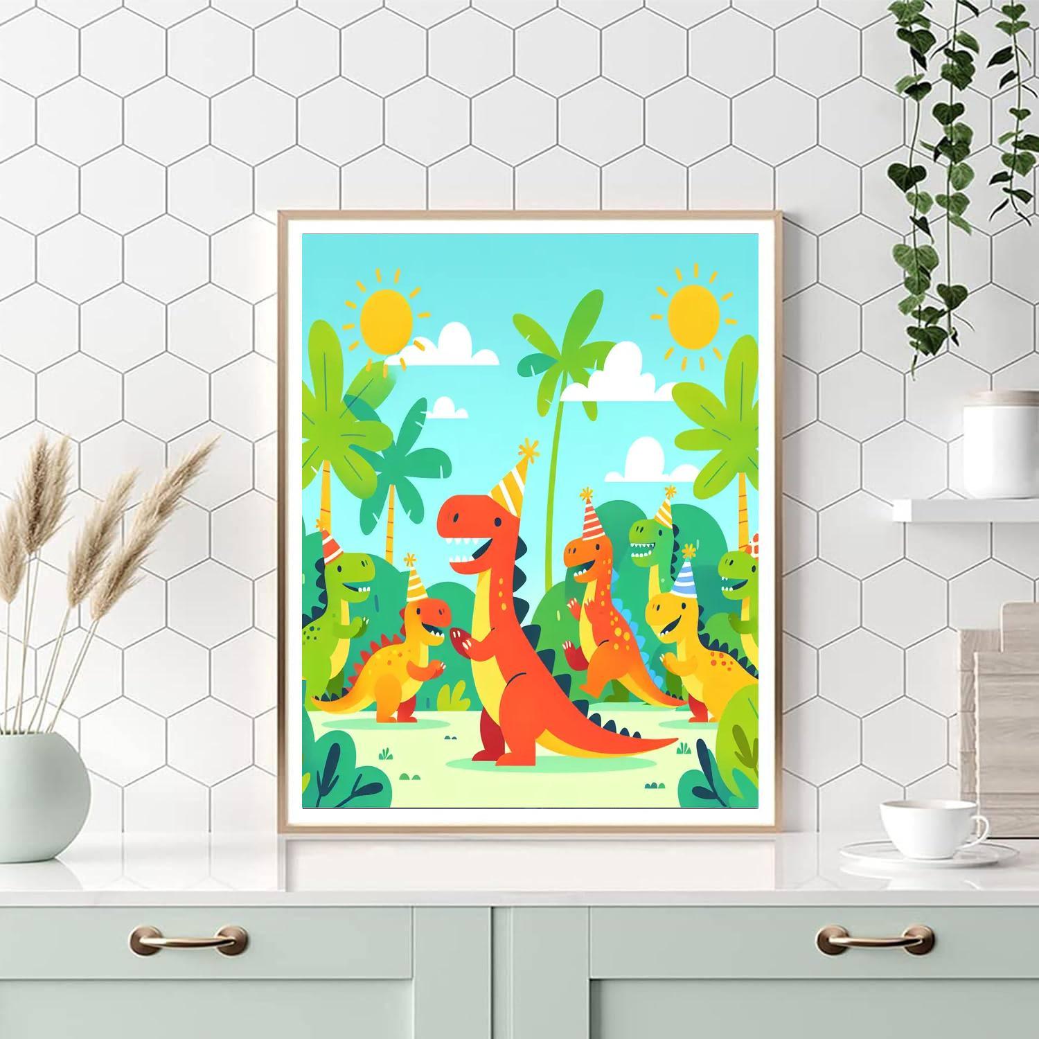 Funky Dinosaur Party Paint By Numbers Kits