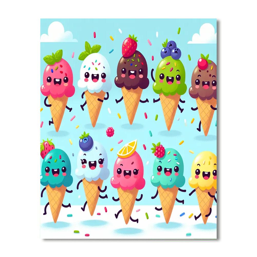 Dancing Ice Cream Treats Paint By Numbers Art