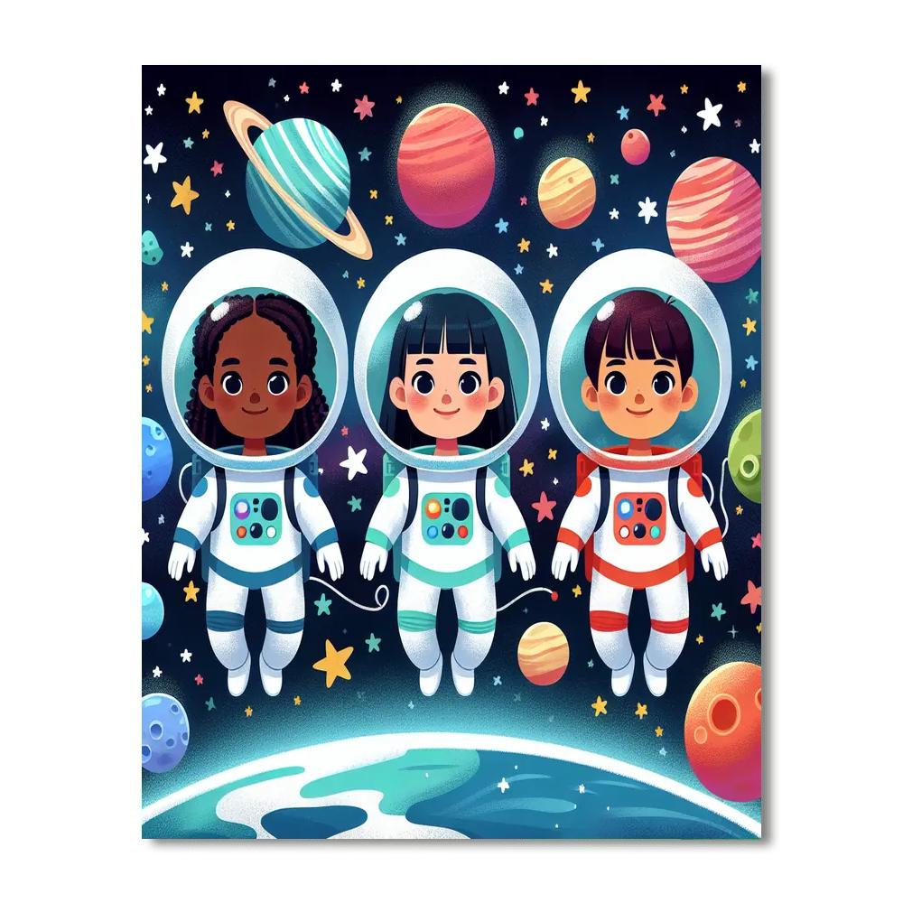 Petite Astronauts Adventure Paint By Numbers Art