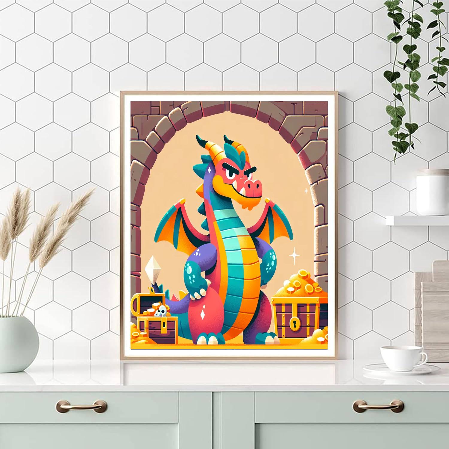 Fiery Dragon Guardian Number Painting