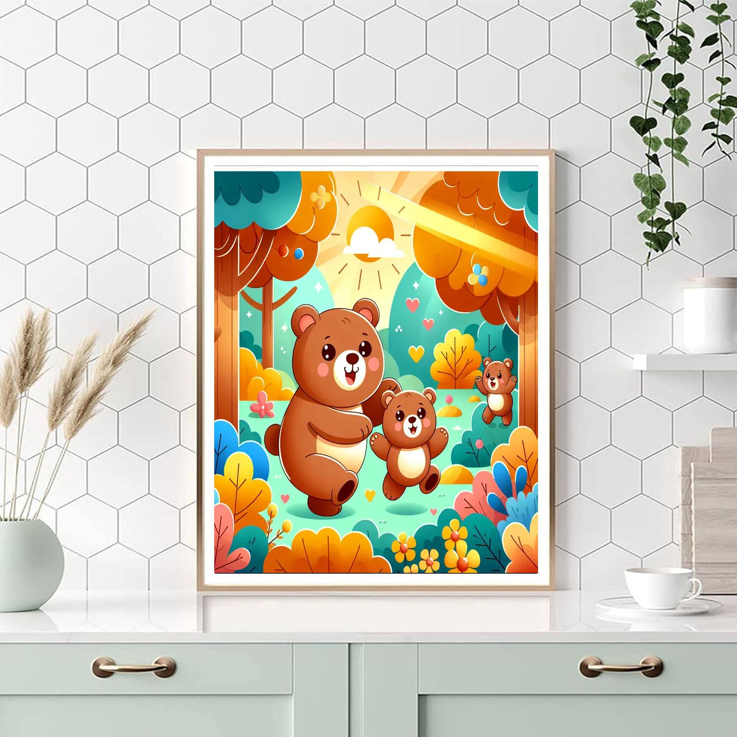 Adorable Animal Family Paint By Numbers Art