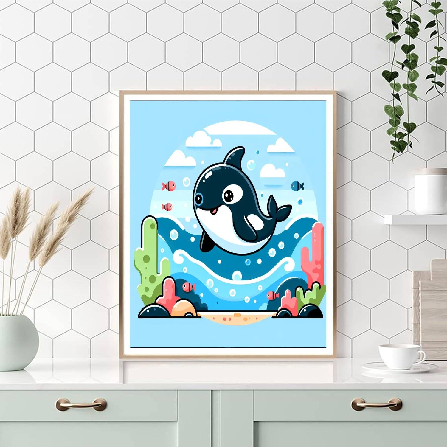 Friendly Orca's Ocean Swim Numbered Painting Kits