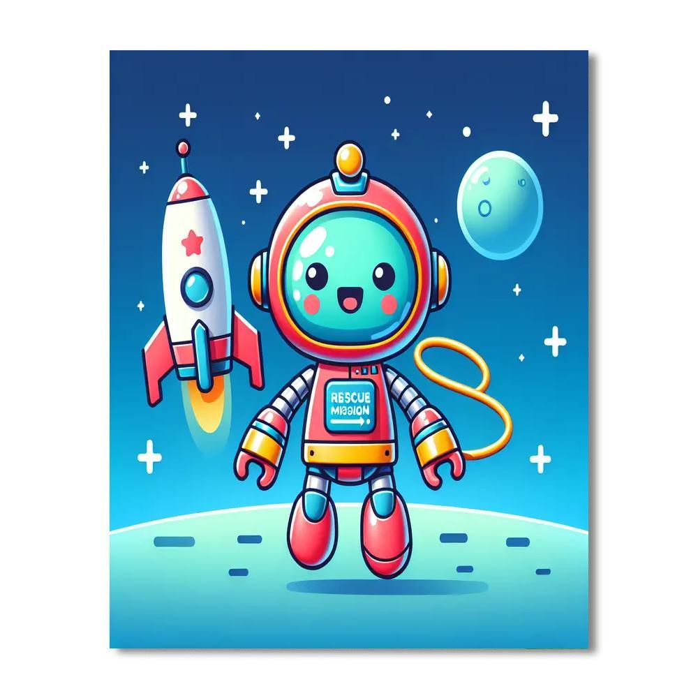 Galactic Robot Rescue Mission DIY Paint By Numbers