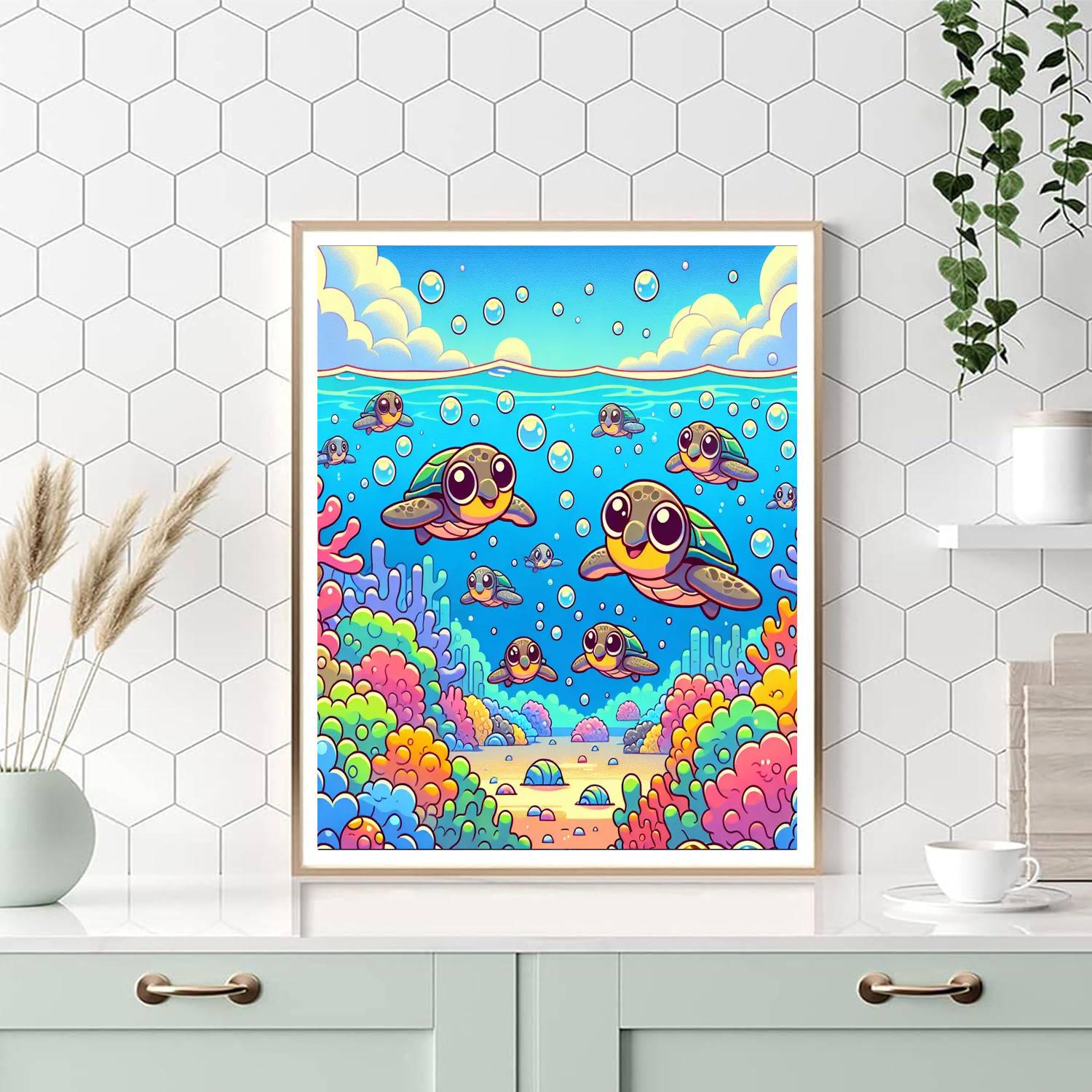 Curious Sea Turtles Painting By Numbers Kit