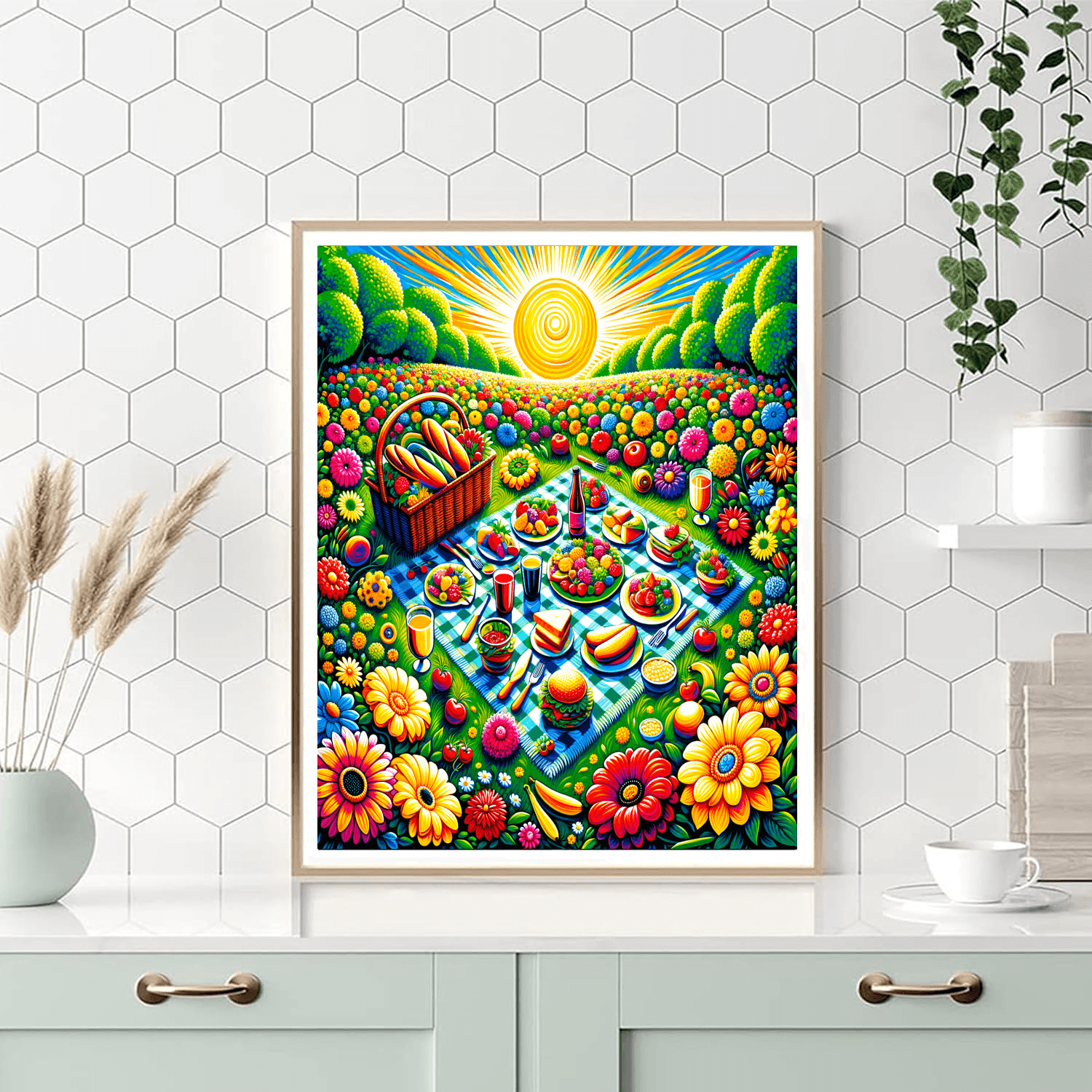 Sunny Picnic Scene Paint By Numbers Art