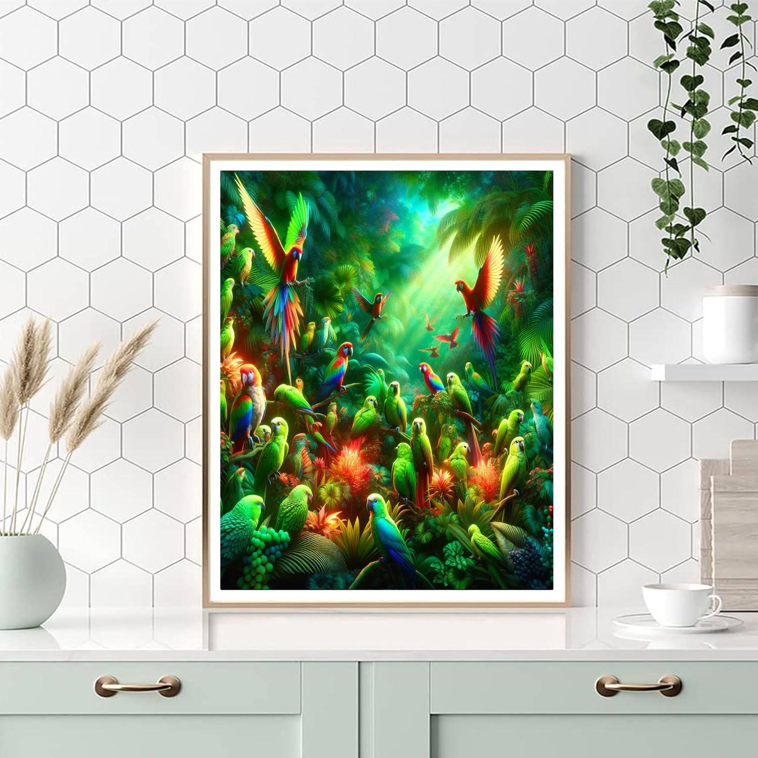 Joyful Tropical Aviary Number Painting