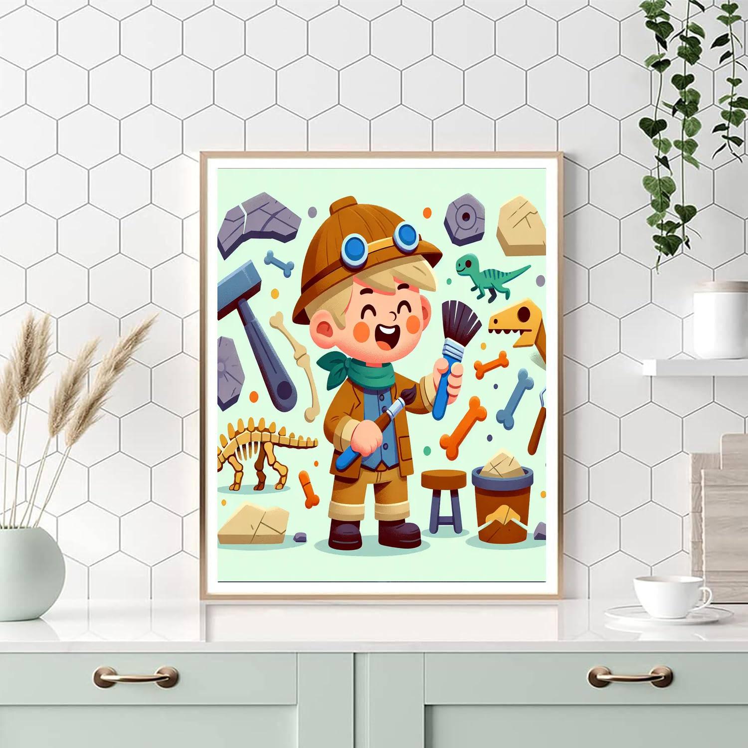 Dinosaur Excavation Number Painting