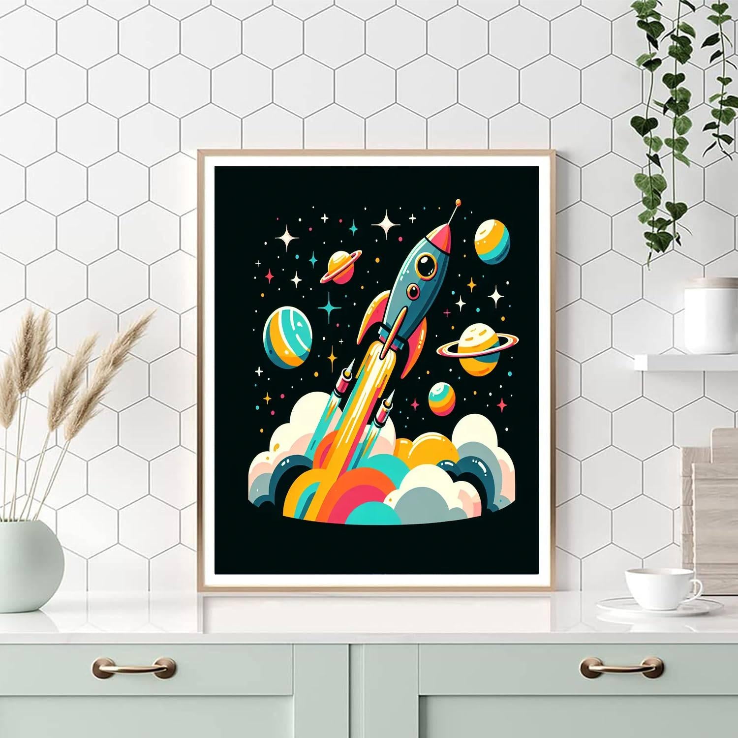 Retro Space Voyage Painting Number Kit