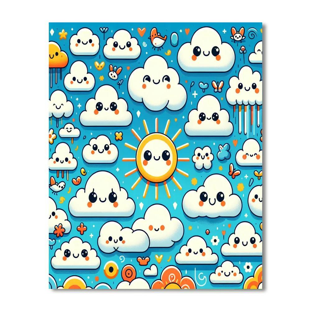 Cute Cloud Creatures Numbered Painting Kits