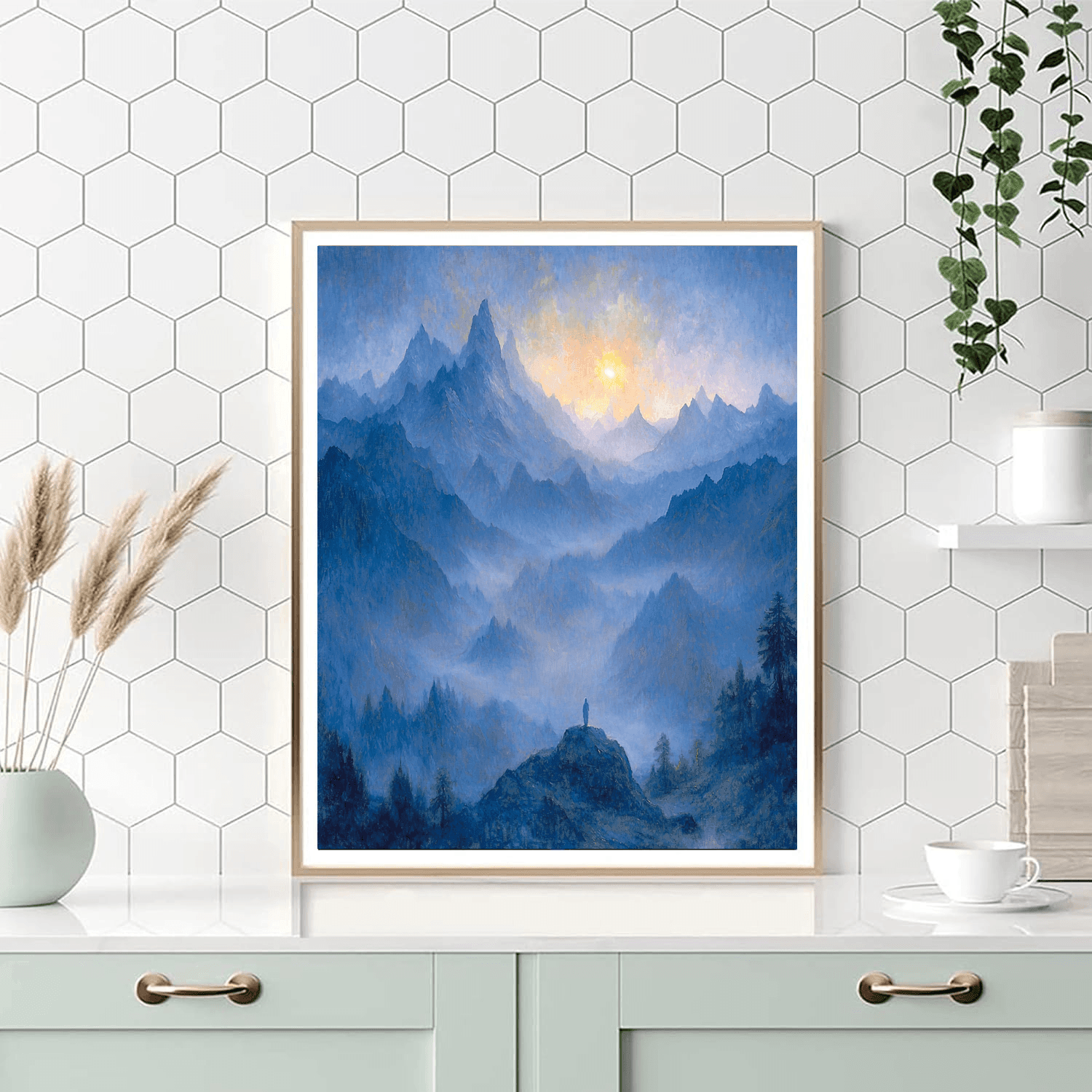 Caspar David Friedrich Inspired Dreamscape Mountains  Paint By Numbers Art