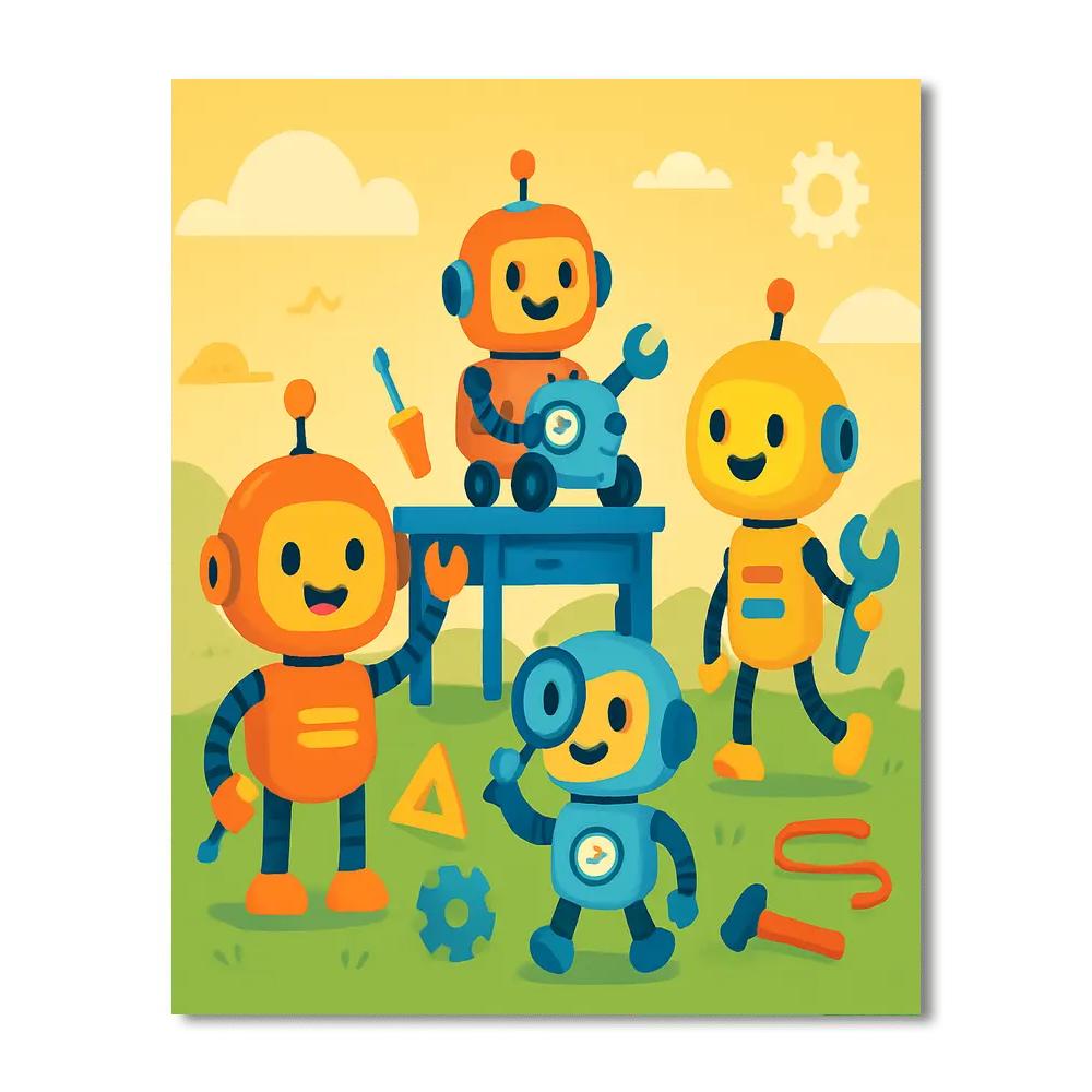 Adventurous Robot Crew DIY Paint By Numbers