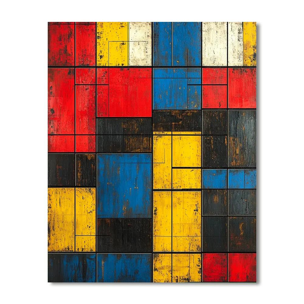 Mondrian Inspired Abstract Urban Rhythm  Number Painting
