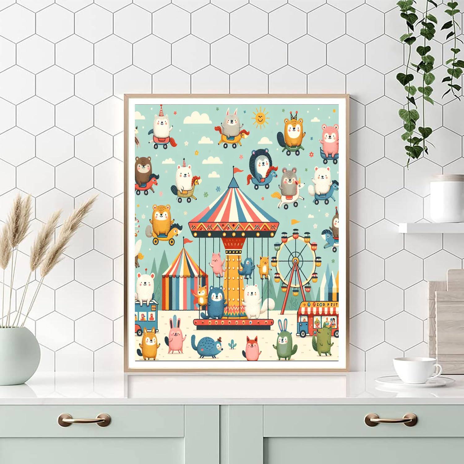 Happy Animal Carnival Paint By Numbers Art