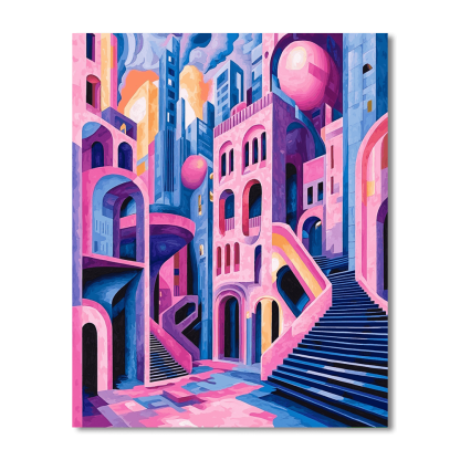 Escher Inspired Surreal Cityscape Dream Paint By Numbers Kits