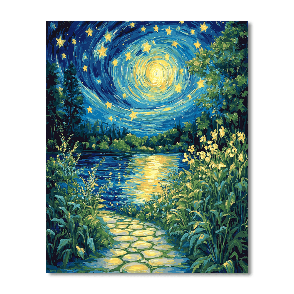 Vincent Van Gogh Inspired Starry Night Over The Garden  Paint By Numbers Art