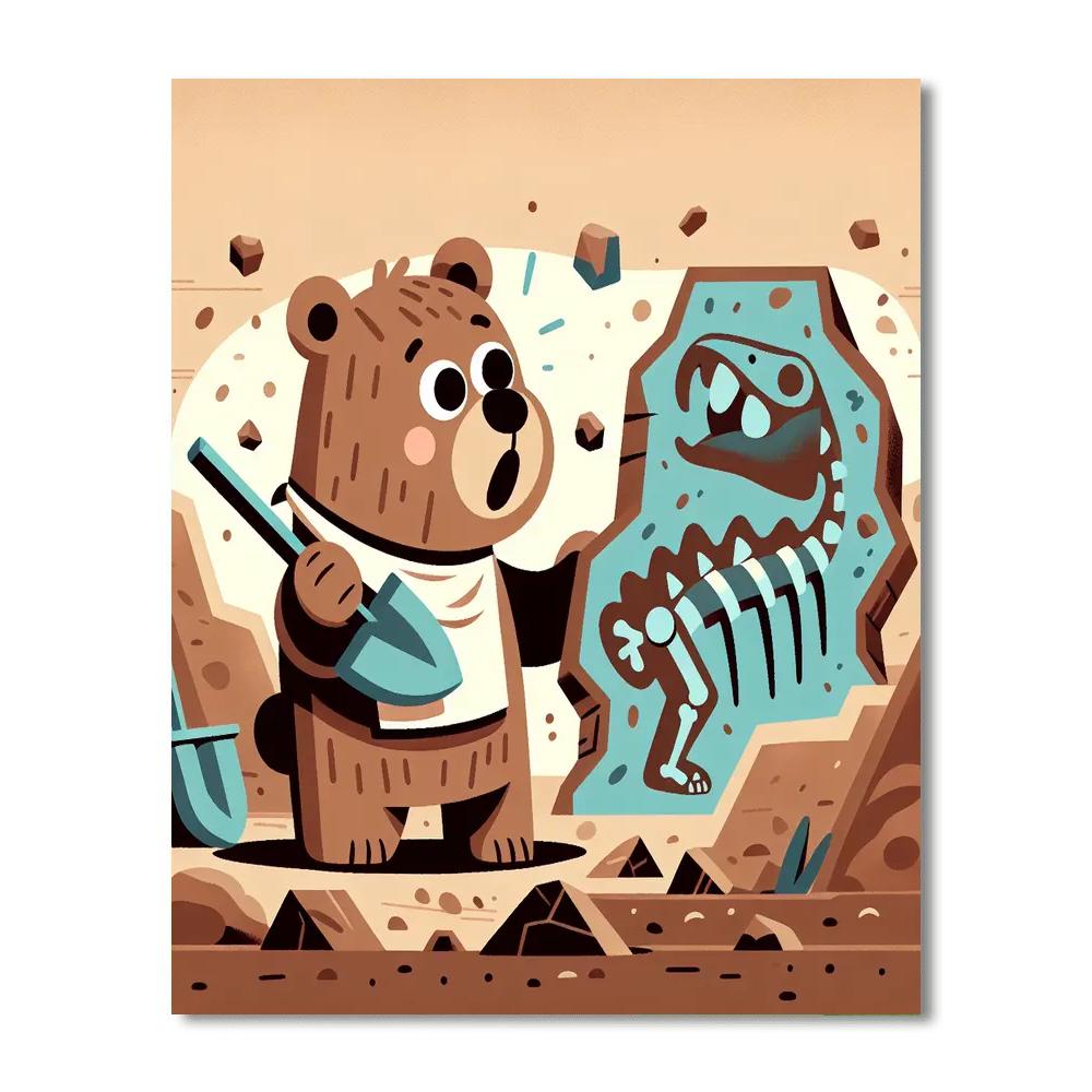 Fossil Excavator Bear Number Painting