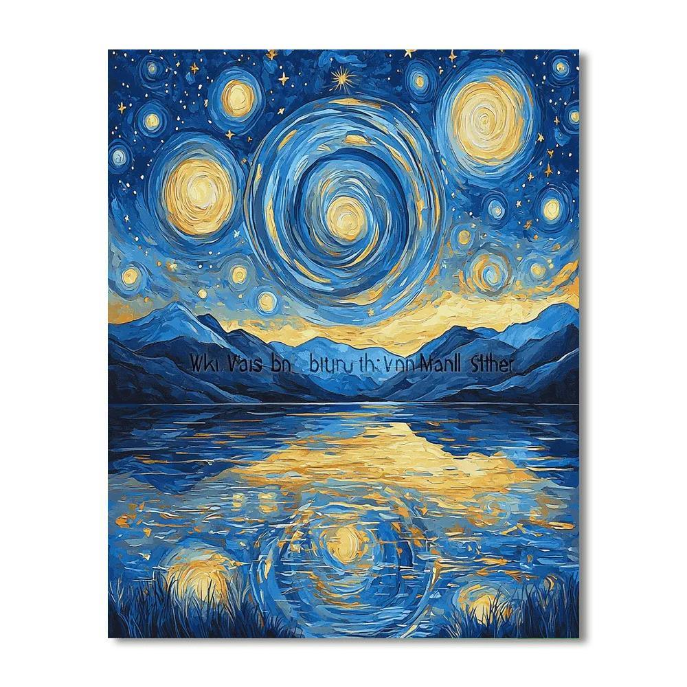 Vincent Van Gogh Inspired Starry Mountain Reflections  Numbered Painting Kits
