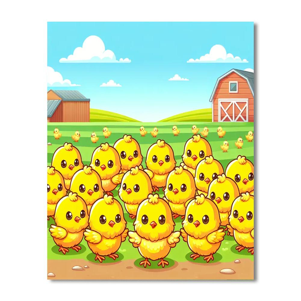 Charming Countryside Chicks Painting By Numbers Kit