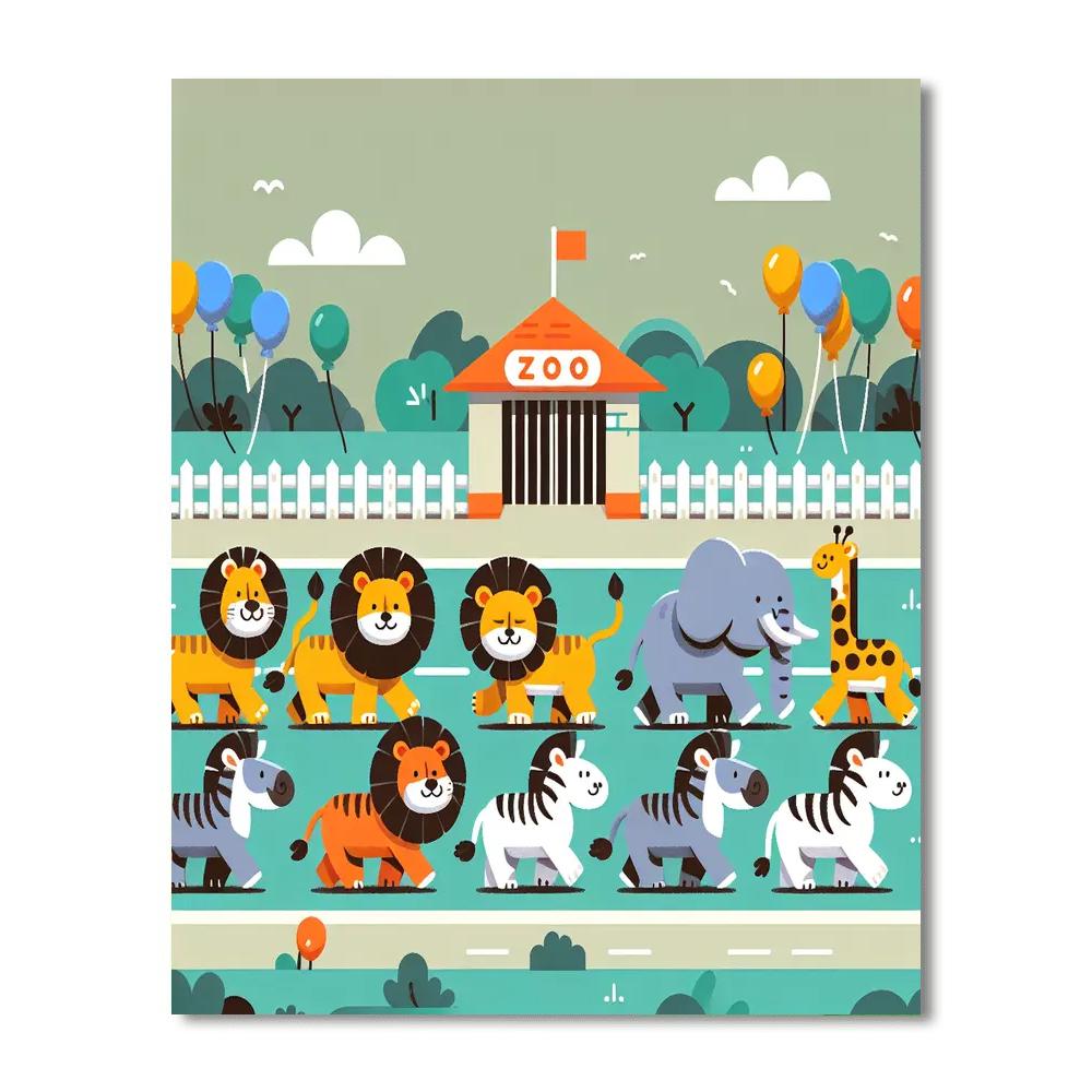 Joyful Zoo Parade Painting Number Kit