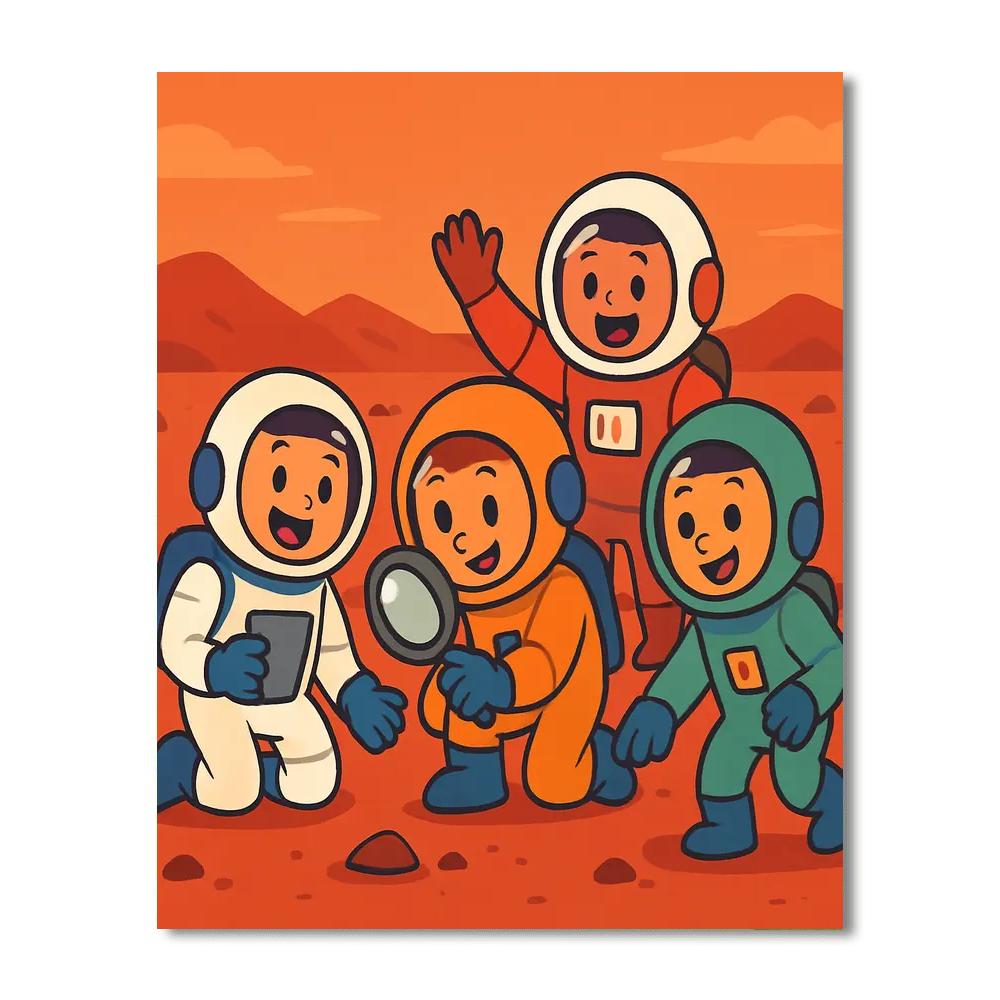 Friendly Astronauts On Mars Paint By Number