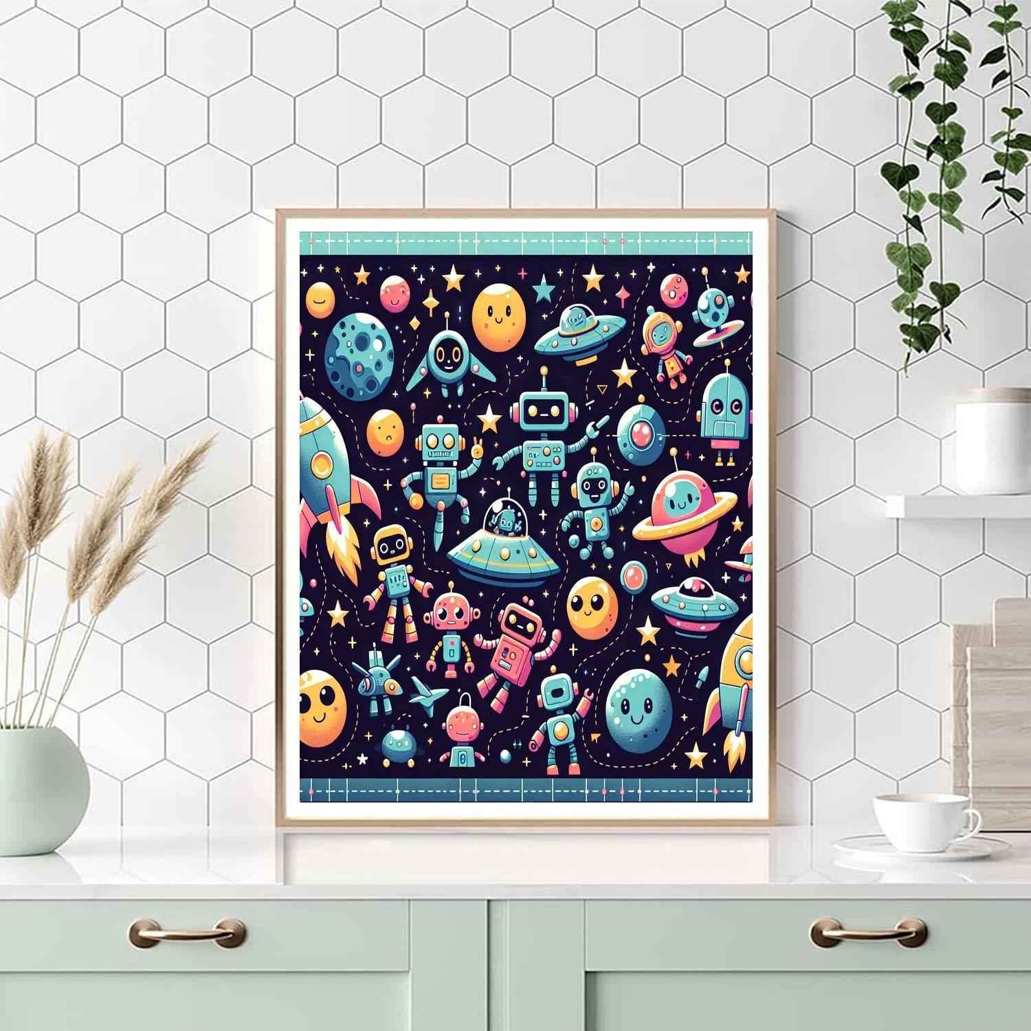 Galactic Robot Adventures DIY Paint By Numbers