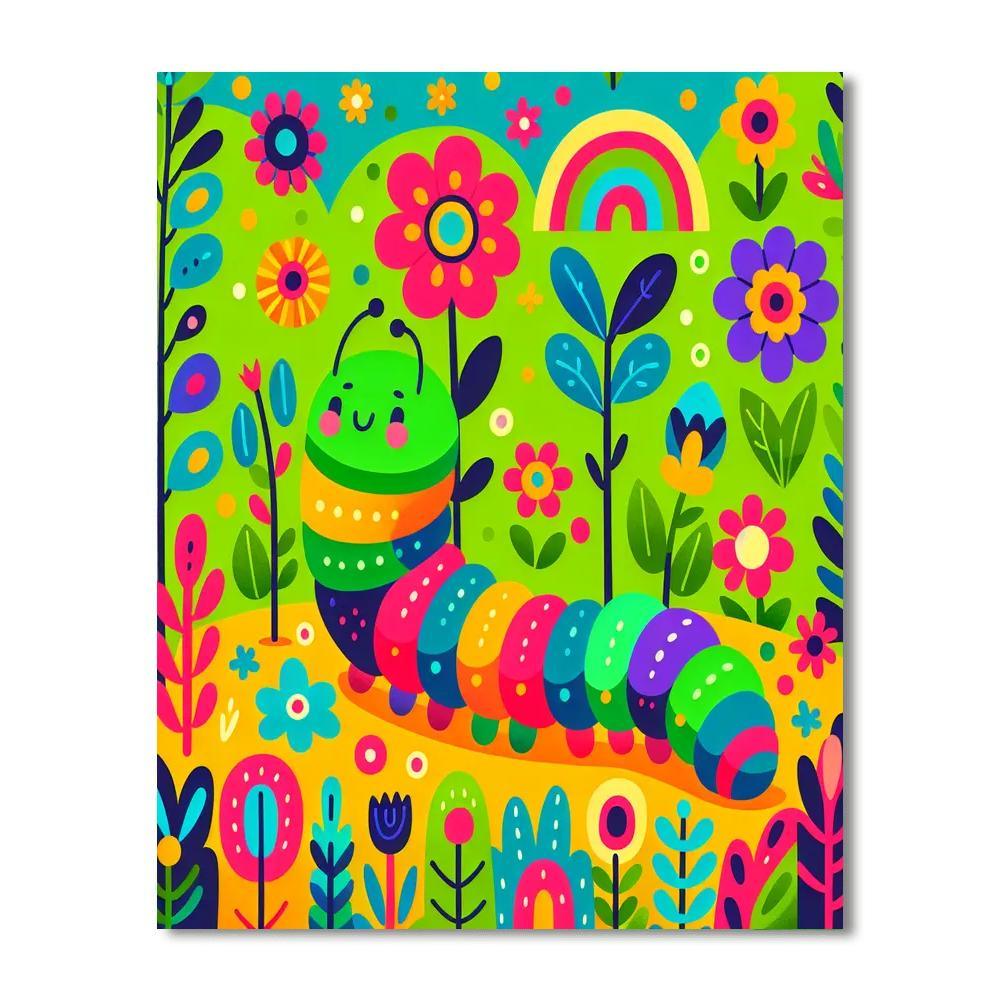 Cheery Caterpillar Crawl Paint By Numbers Art