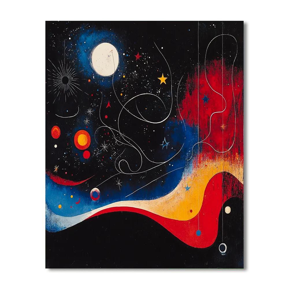 Joan Miró Inspired Dreamscape Constellation  Number Painting