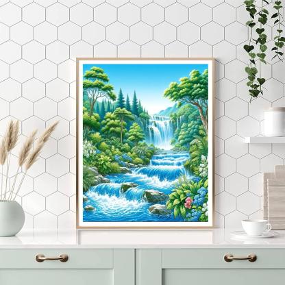 Vibrant Waterfall Cascade Paint By Number