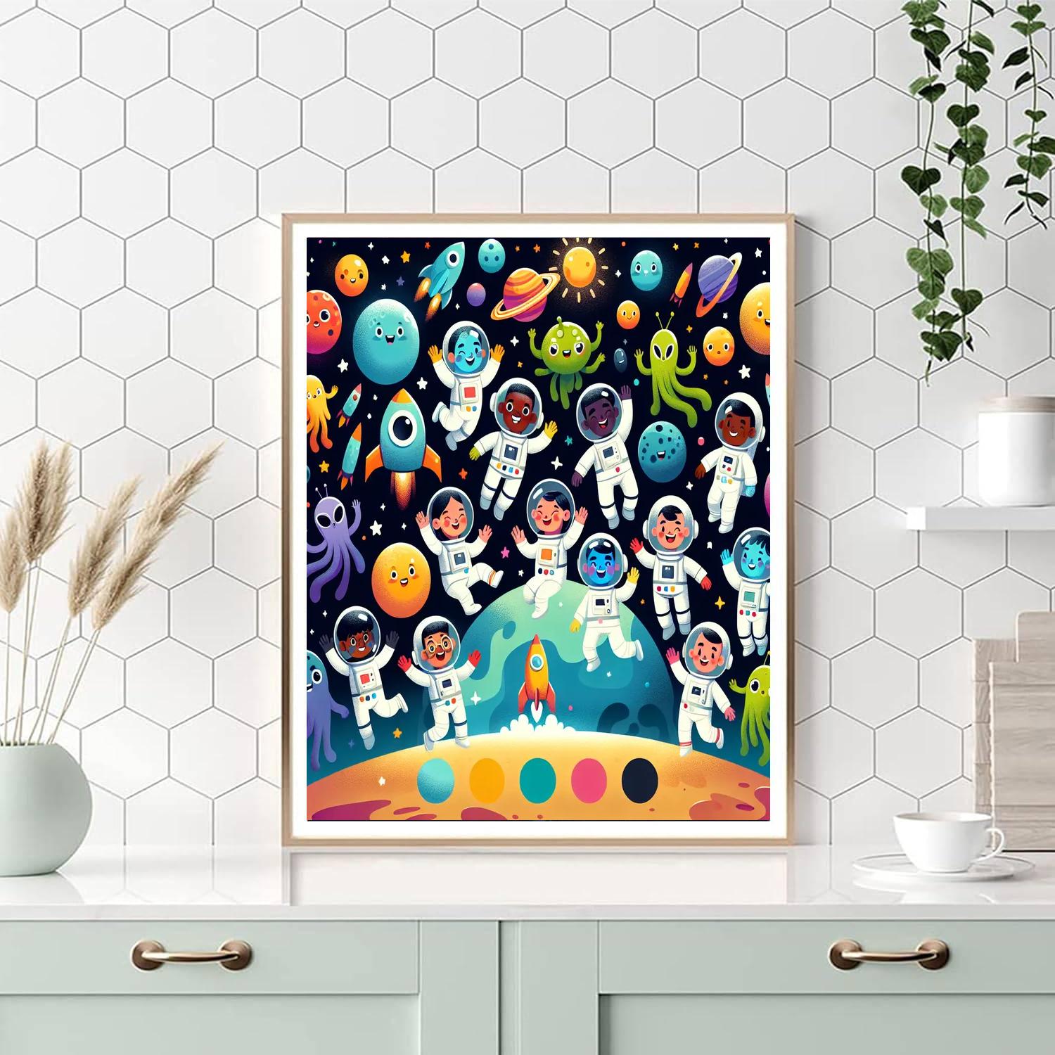 Playful Space Explorers Painting Number Kit