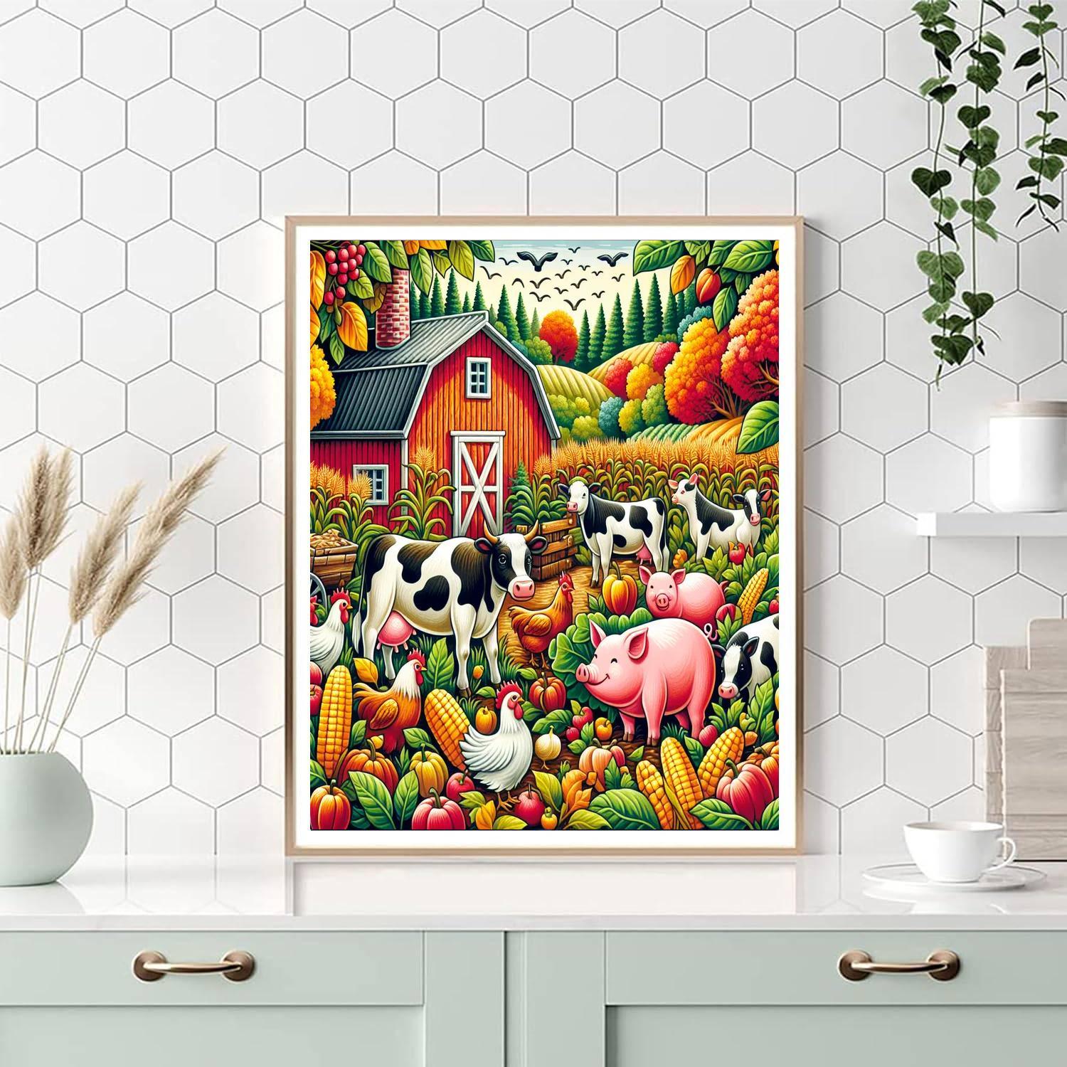 Joyful Farmyard Harvest Numbered Painting Kits