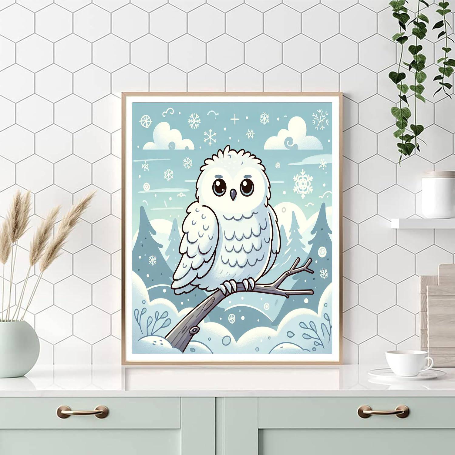 Friendly Snowy Owl Number Painting