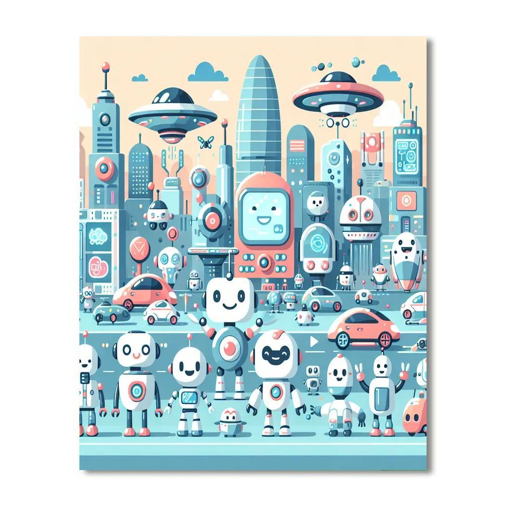 Robotic Future Friends DIY Paint By Numbers