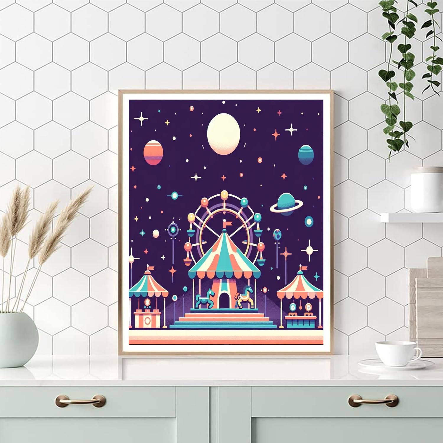 Cosmic Carnival Capers Paint By Numbers Art