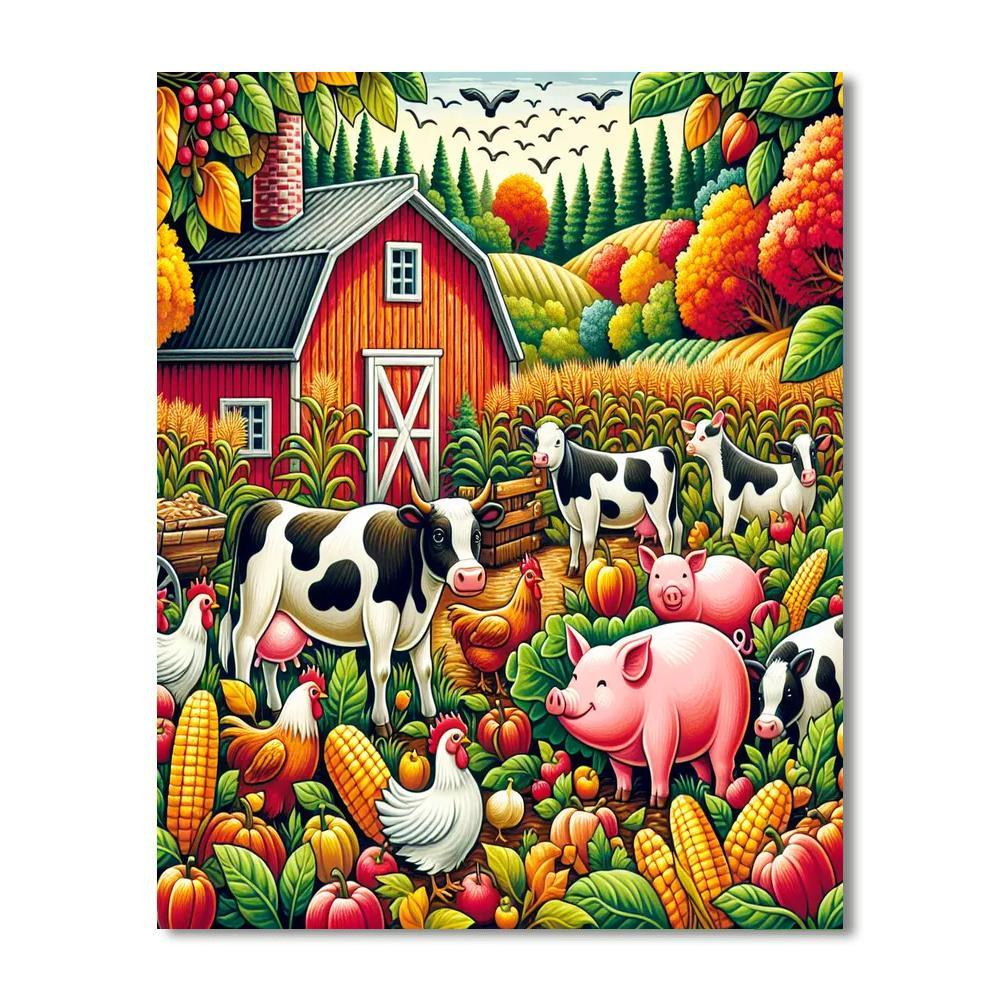 Joyful Farmyard Harvest Numbered Painting Kits