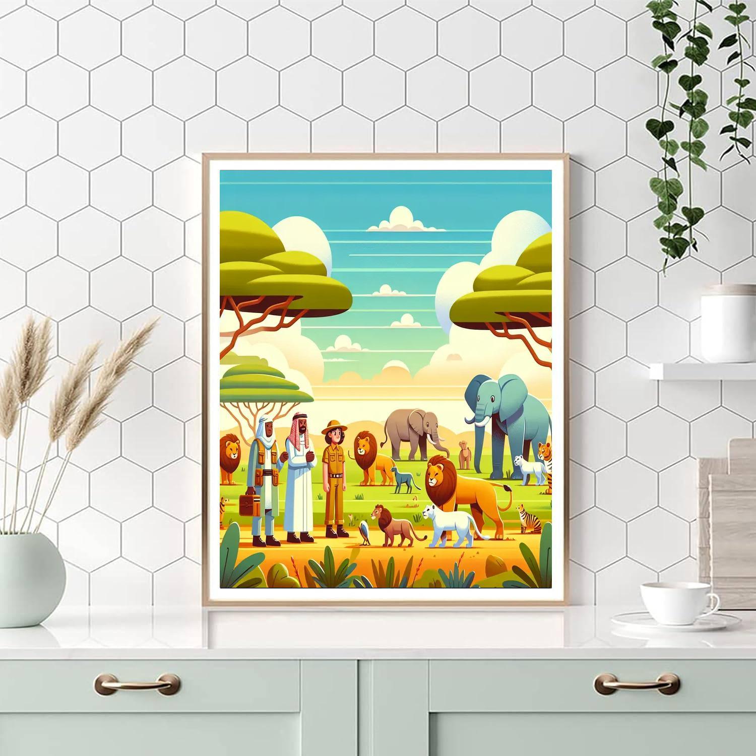 Safari Explorers And Wildlife Paint By Number