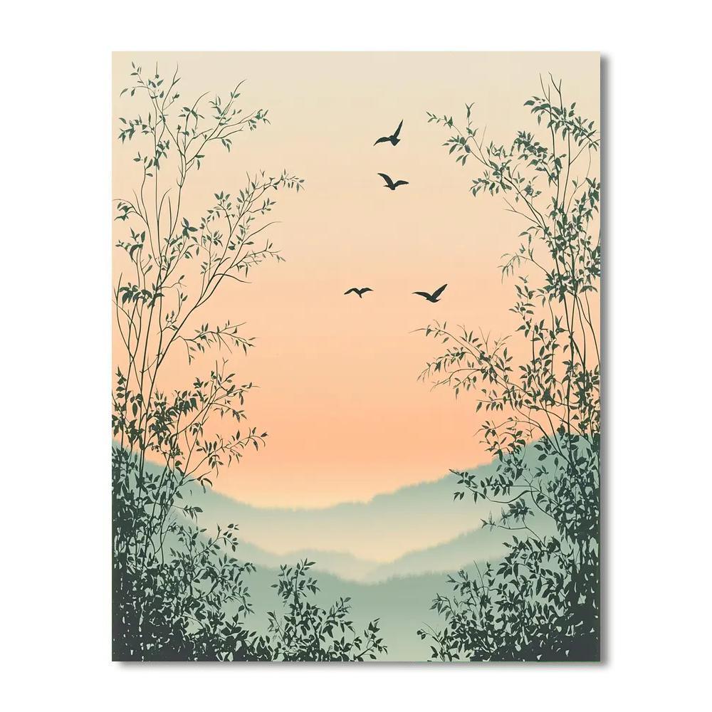 Nandalal Bose Inspired Dawn Chorus Reverie  Painting Number Kit