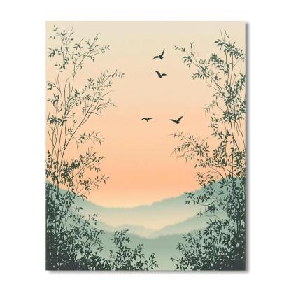 Nandalal Bose Inspired Dawn Chorus Reverie  Painting Number Kit